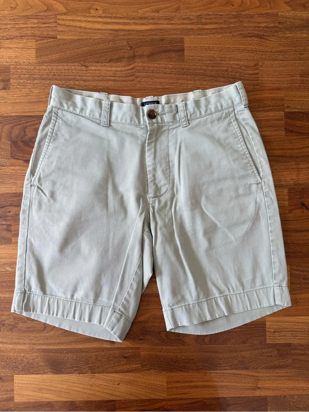 J. Crew Men's Flat Front Shorts in Light (green hue) Khaki
